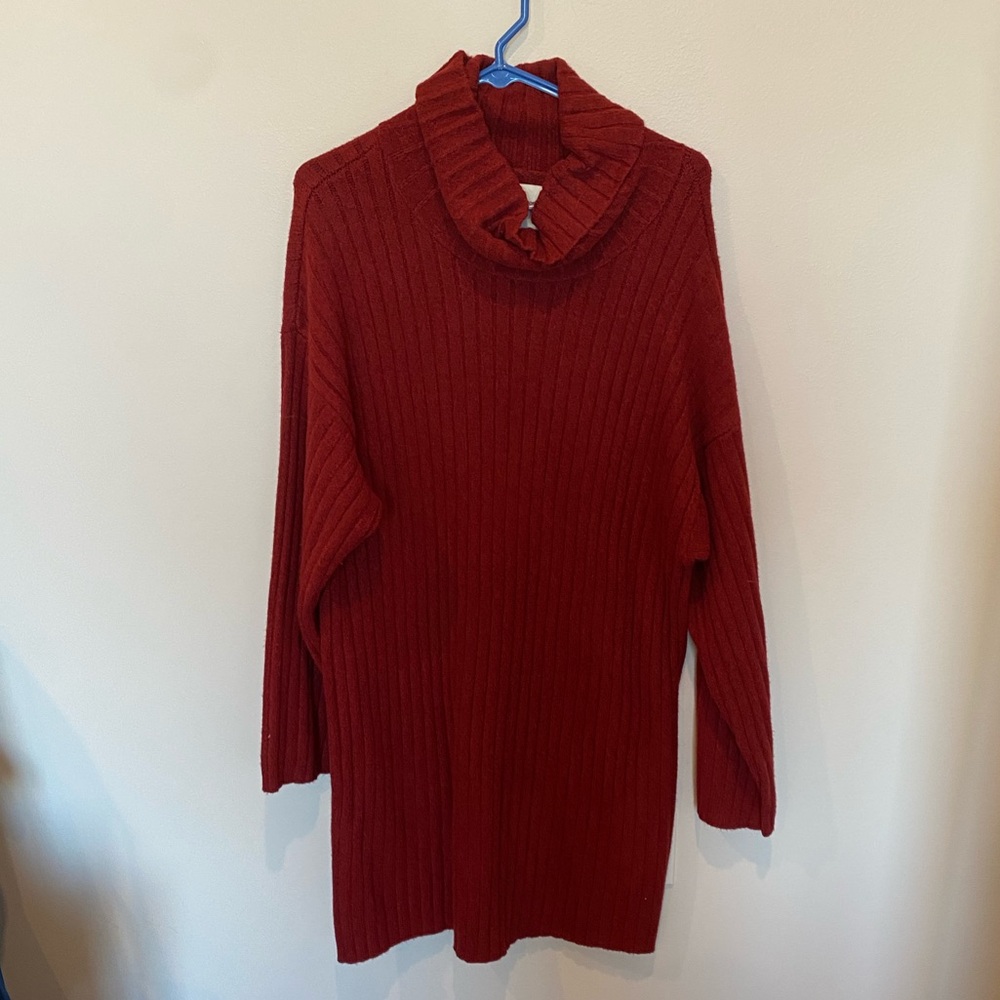 Abercrombie & Fitch Red Cowl Neck Sweater Dress